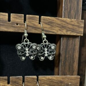 Intricate Silver and Black Filigree Earrings